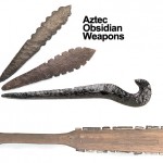 This photo shows the different types of obsidian weapons.