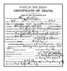 Henry Boling's death certificate, August 18, 1879.