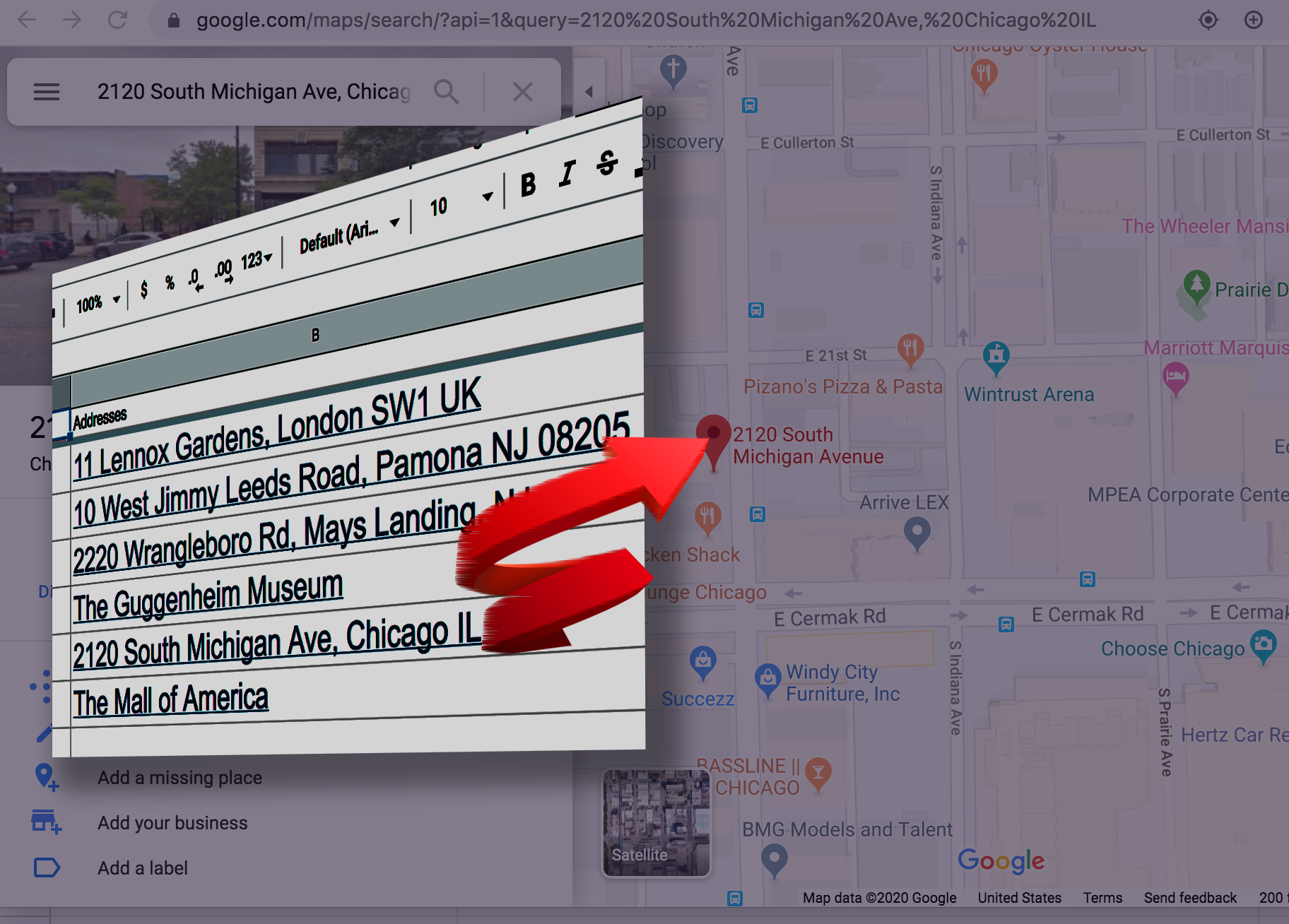 How to Create Links from Addresses in Google Sheets to Google Maps