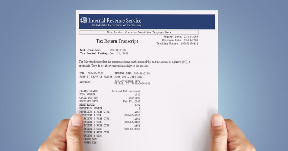 Irs Federal Tax Return Transcript